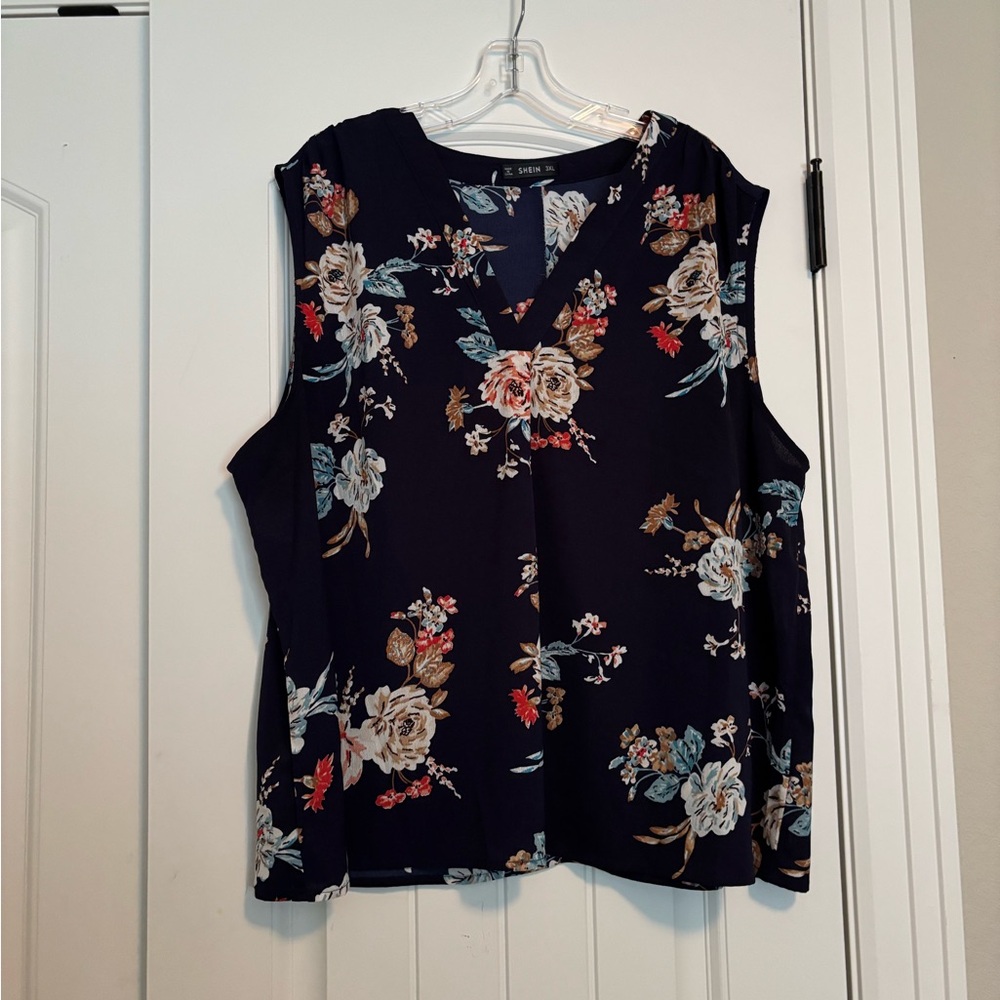 SHEIN Floral V-Neck Blouse